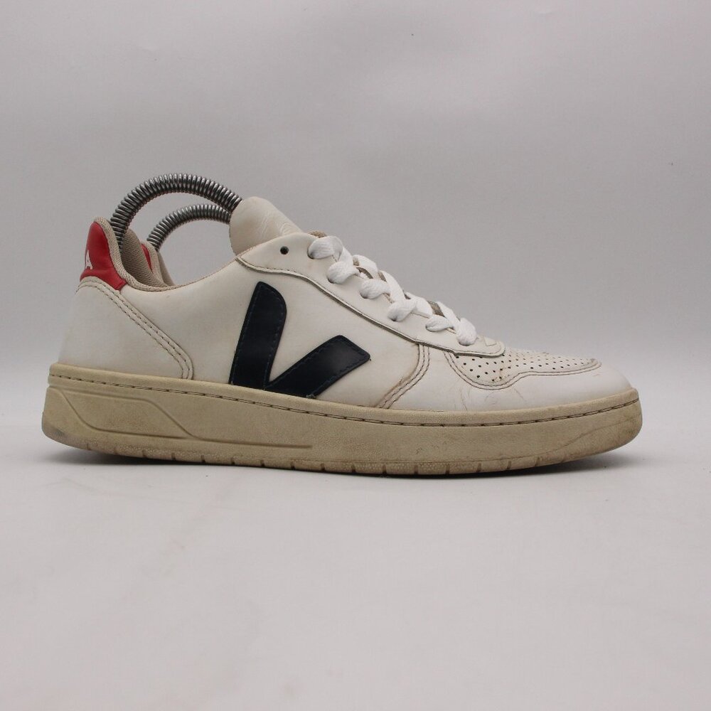 Veja V-10 Leather White Red & Blue Women's Size 7 Sneakers Shoes